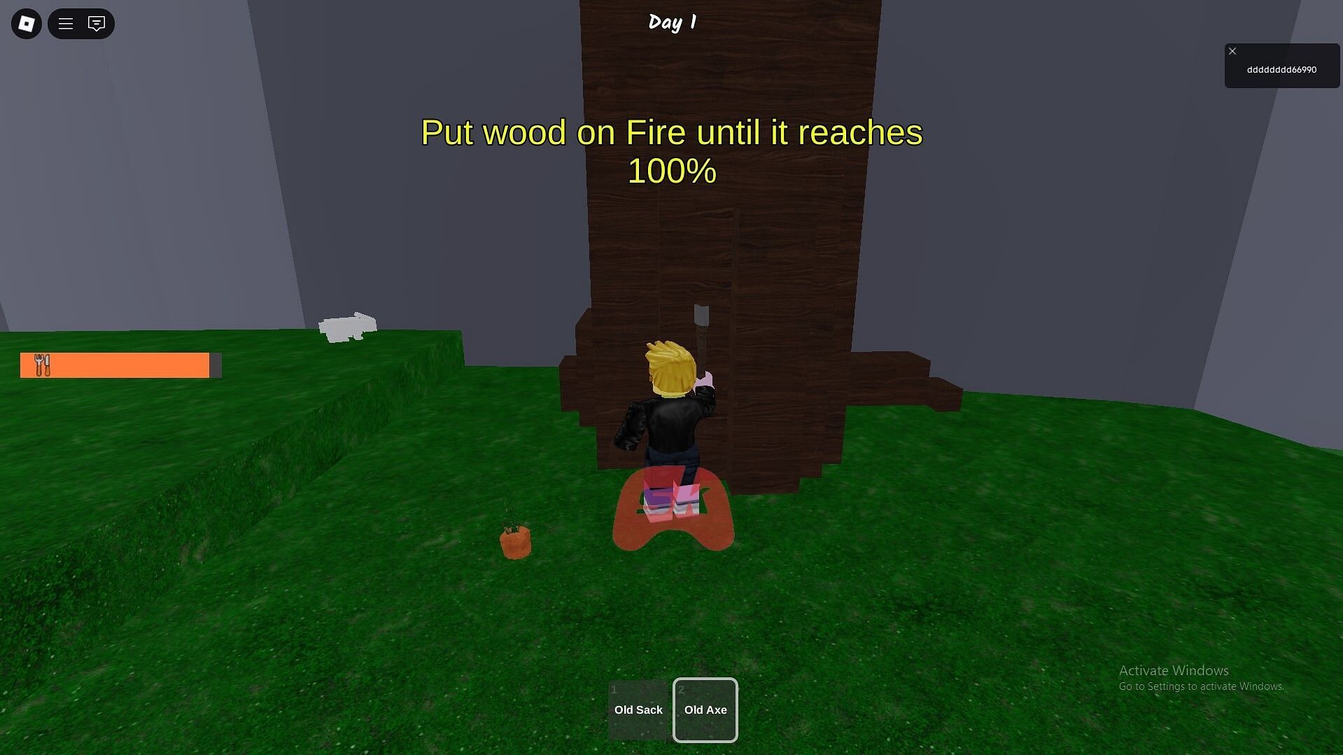 Cutting trees (Image via Sportskeeda Gaming || Roblox)